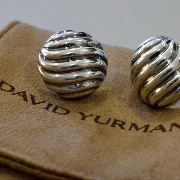 David Yurman Silver Sculptural Earrings